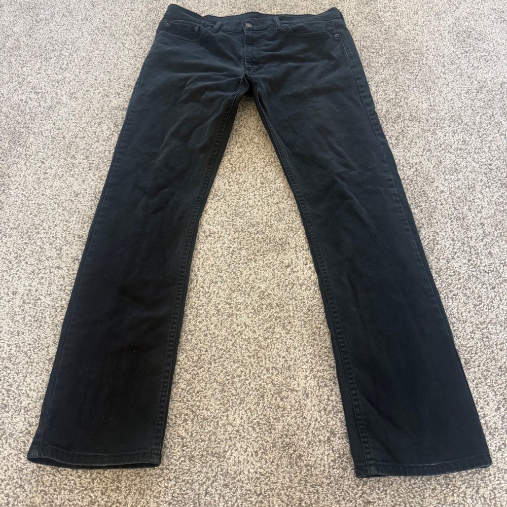 MENS Levi 513 Slim Straight Jeans Mens 36x34 Black Denim Pants Grunge Punk Skate